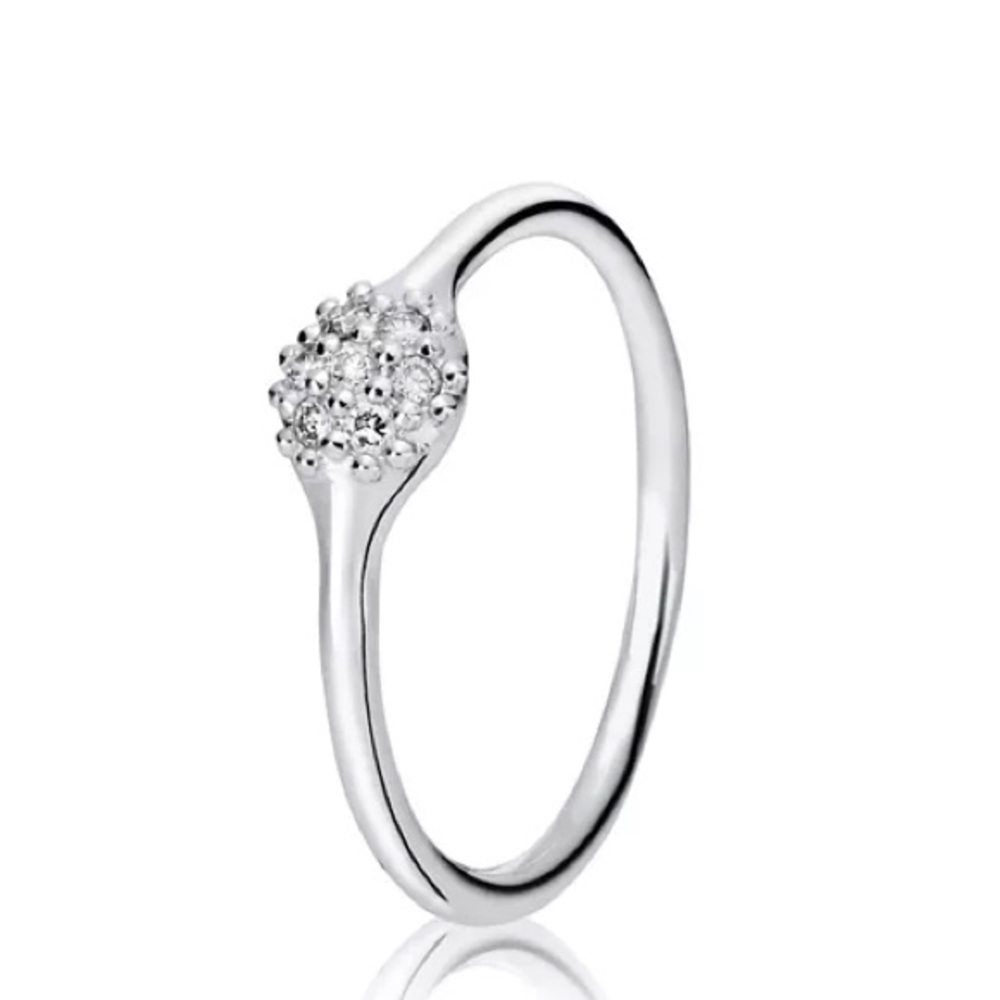 18k White Gold & Diamond Pandora Love Pod Ring 6 RETIRED